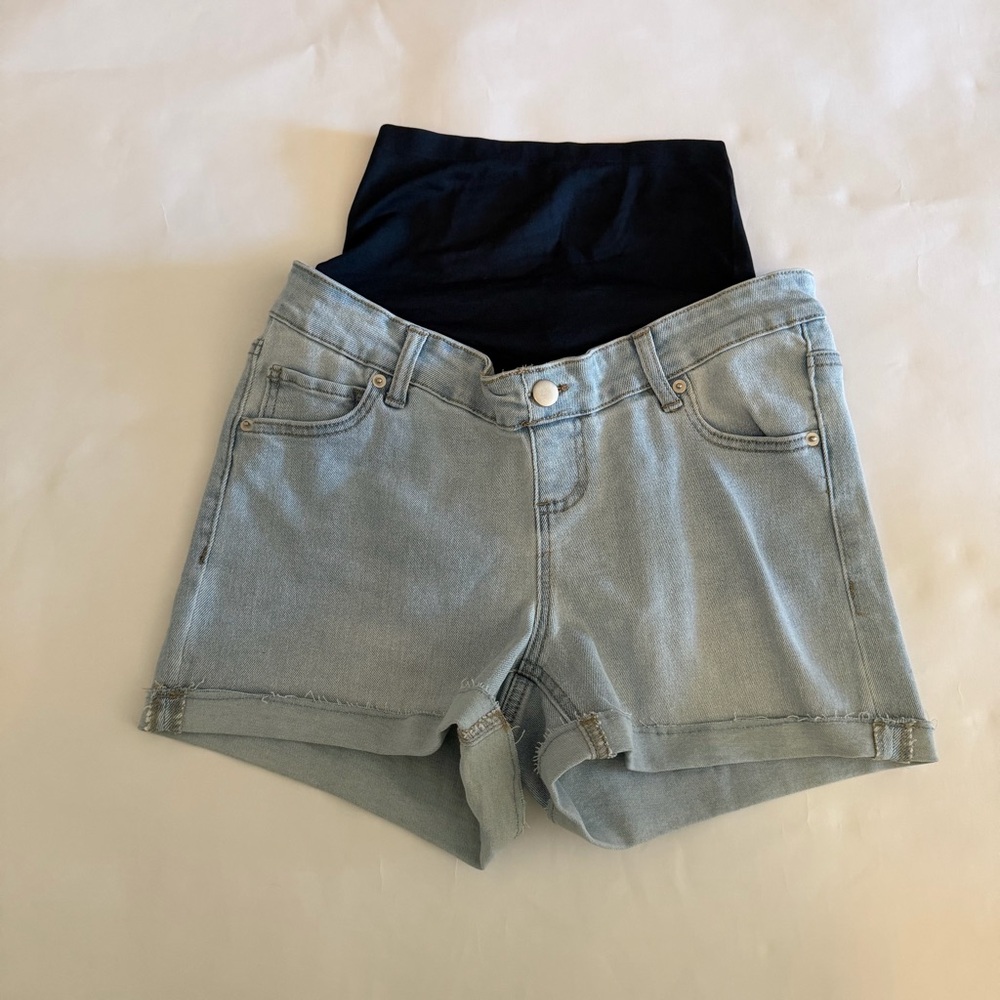 Time and Tru Maternity High Waist Light Blue Denim Shorts